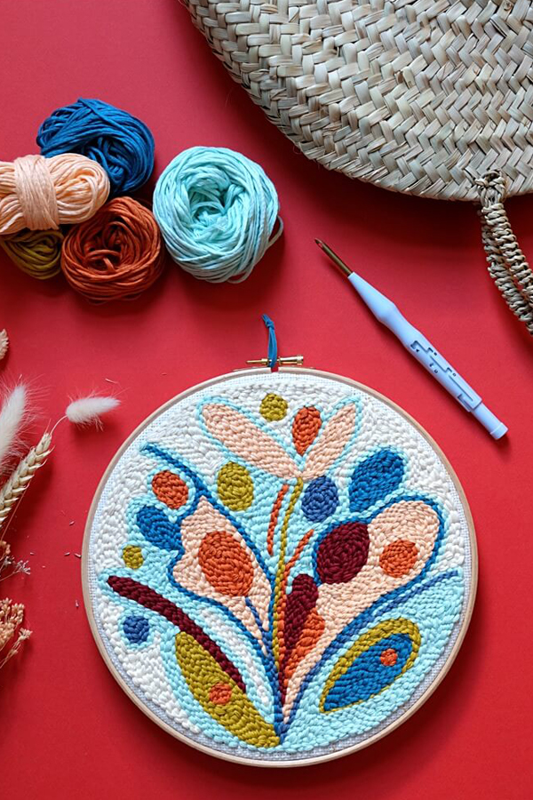 Punch needle embroidery kit