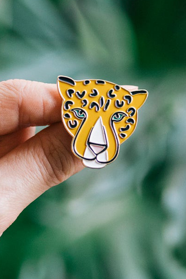 Leopard enamel pin