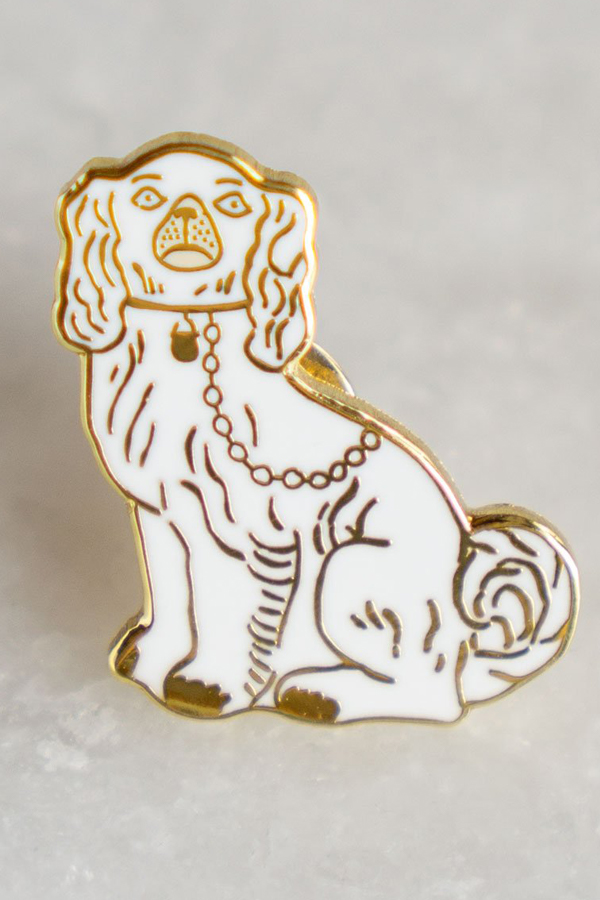 Staffordshire dog enamel pin