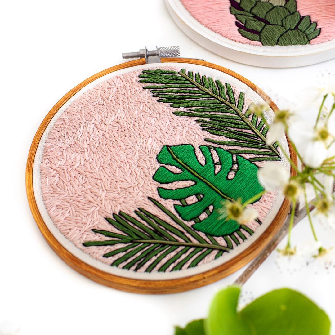 Cheerful Plant Embroidery Channels Tropical Vibes