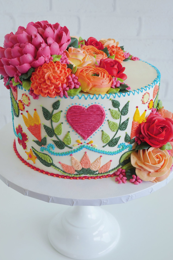 Mexican Embroidery Cake for my mamita Linda!🧵🪡❤️👵 Feliz Cumpleaños!... |  TikTok