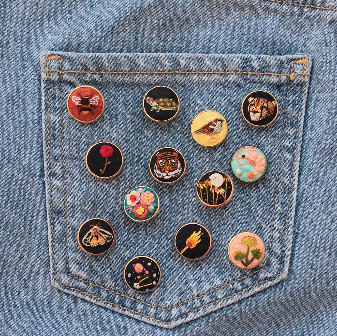 Embroidered pins by Irem Yazici