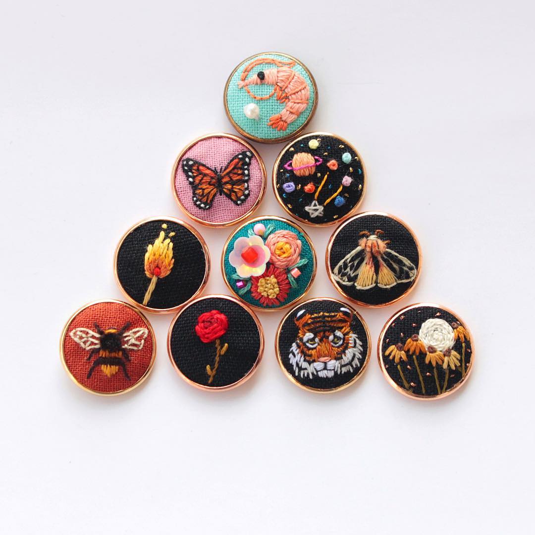 Embroidered pins by Irem Yazici