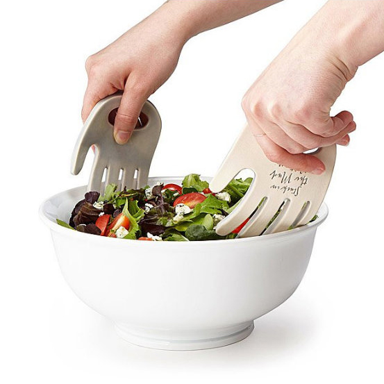 Ceramic hand salad tossers