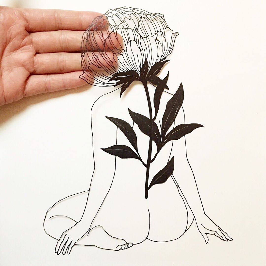 Floral-Human Hybrids Emerge From Single Sheets of Delicately Cut Paper ...