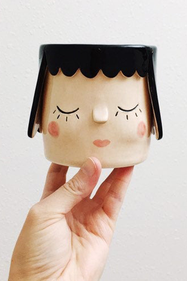 Girl face succulent planter