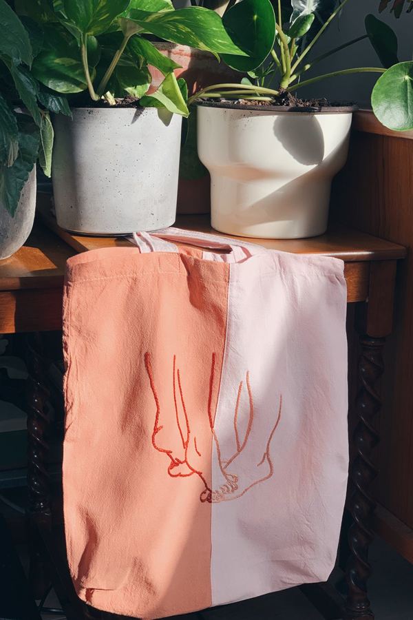 Embroidered tote bag