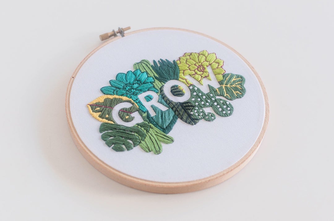 "Grow" contemporary embroidery kit