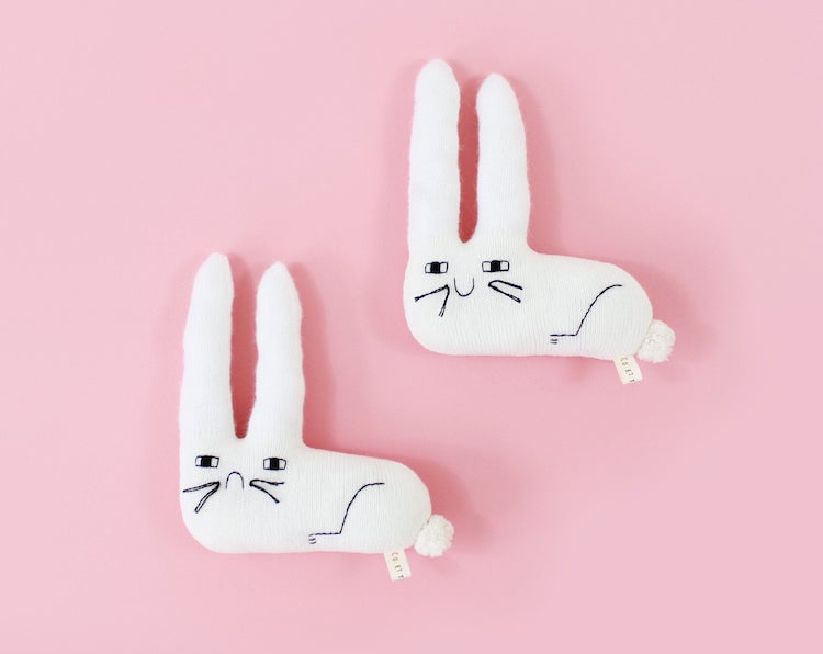 Knitted bunnies by Colette Bream