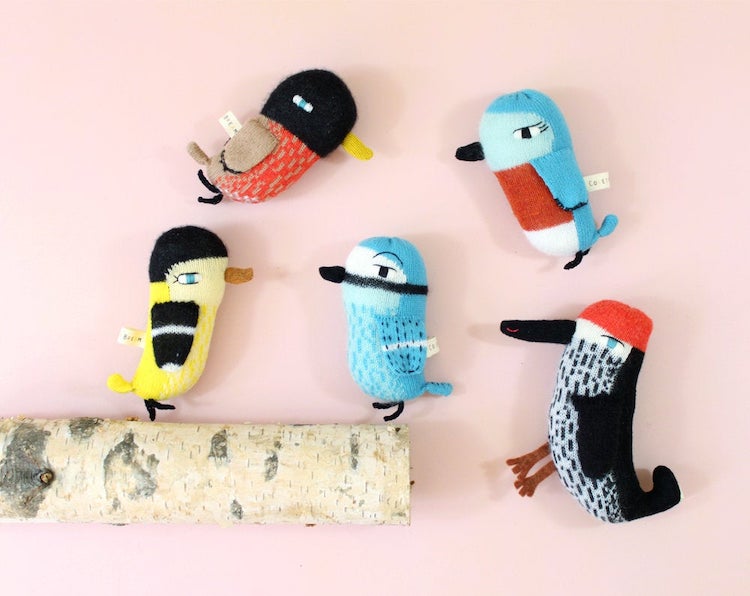 Knitted birds by Colette Bream