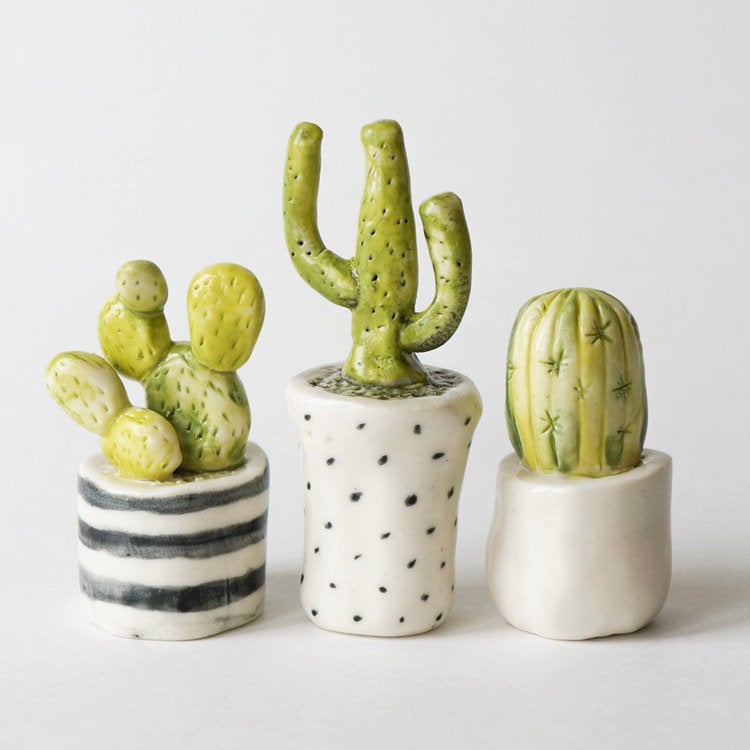 Ceramic cacti figurines