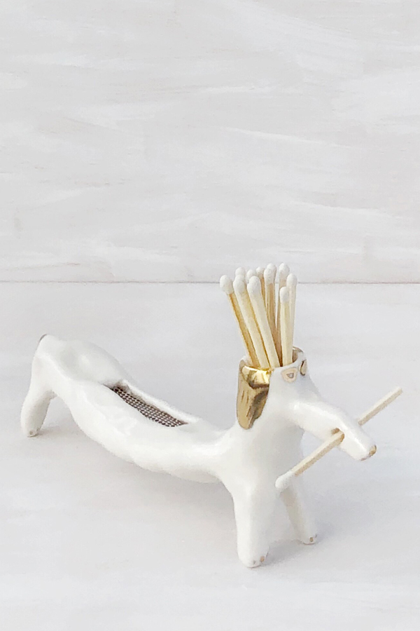 Ceramic dog matchstick holder 