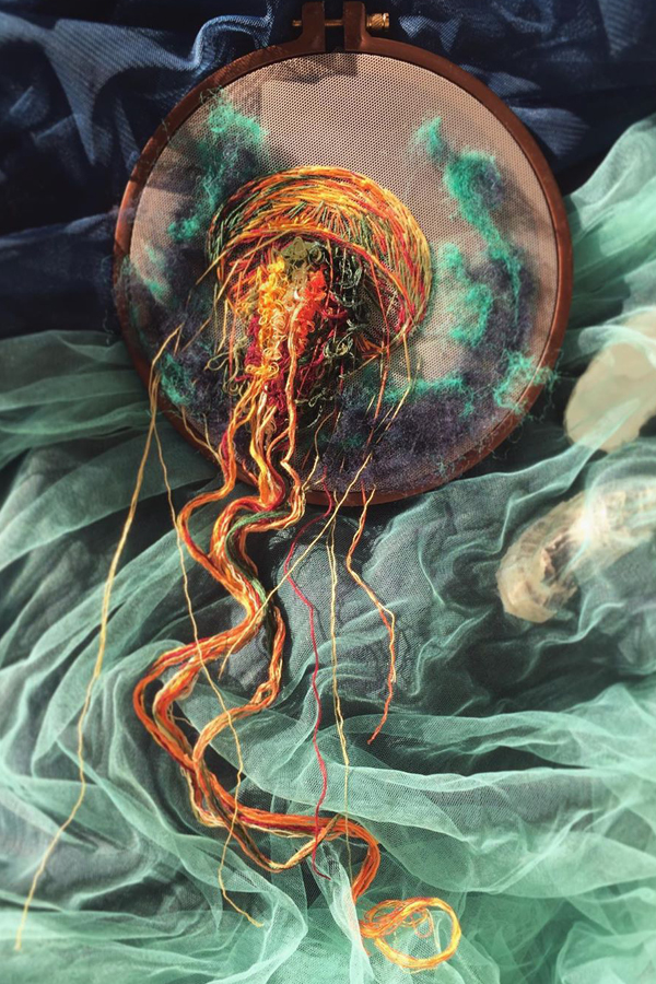 Jellyfish embroidery by Yuliya Kucherenko