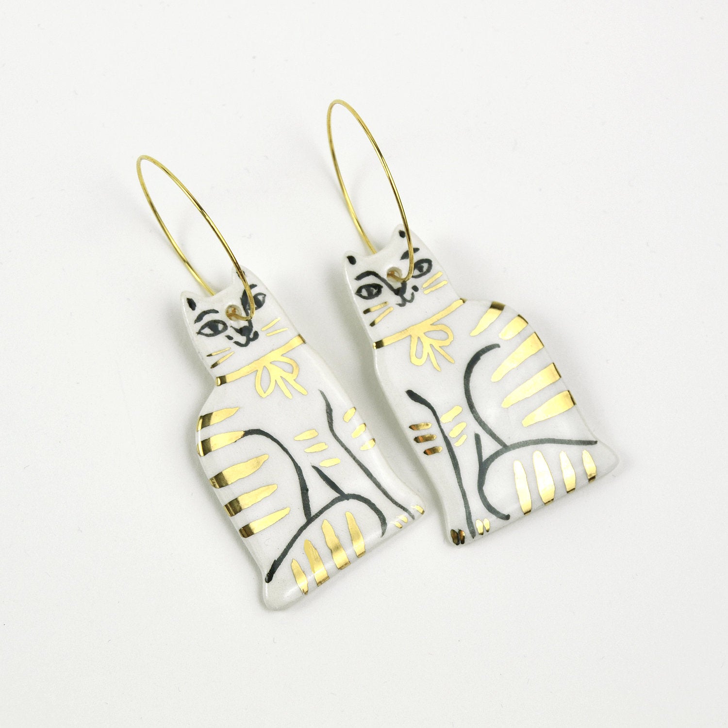 Ceramic cat earrings