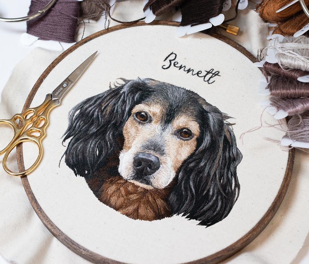 Hand embroidery pet portraits