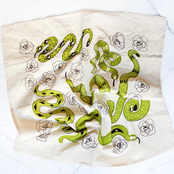 Snake tea towel