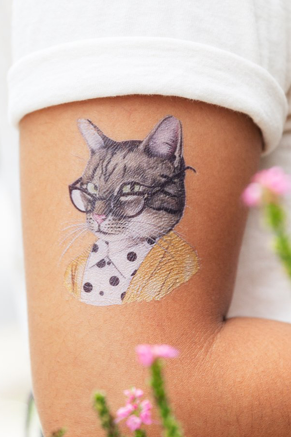 Cat illustration temporary tattoo