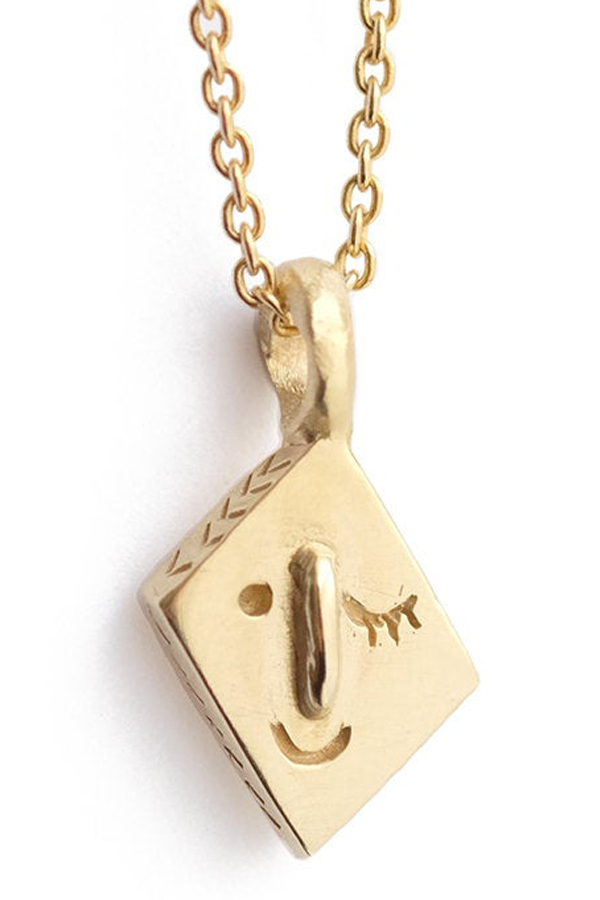 Happy face gold necklace