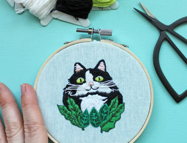 Cat downloadable hand embroidery pattern