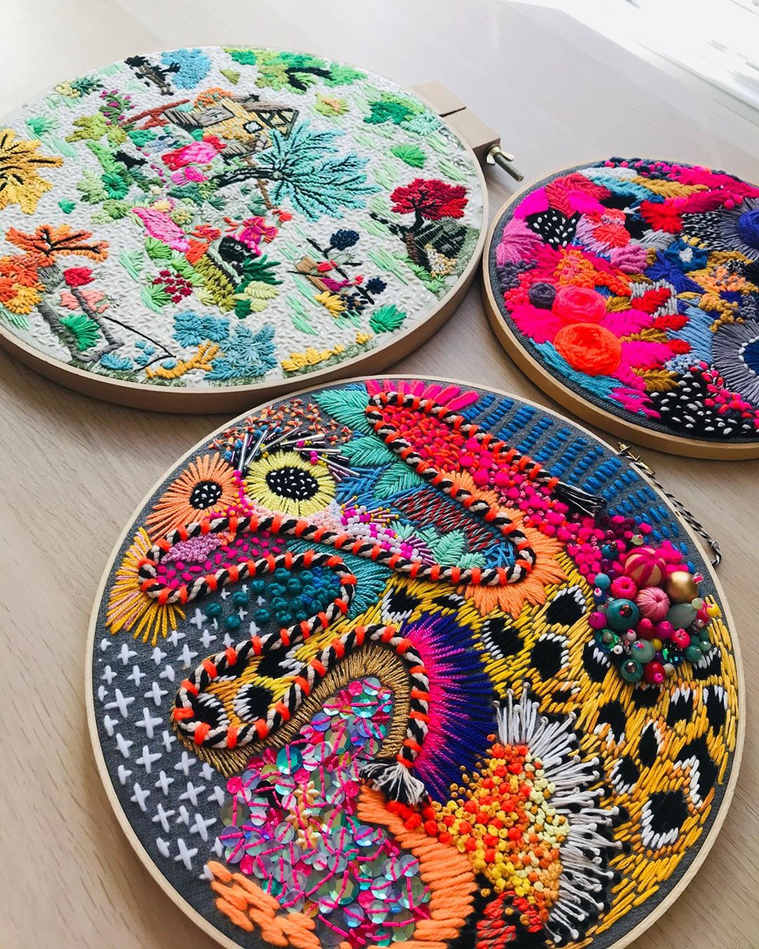 Hand embroidery art by Daniela Cermenati