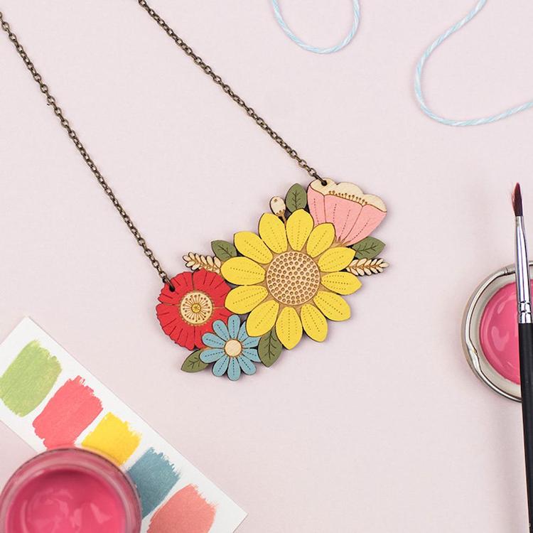 Wooden flower necklace