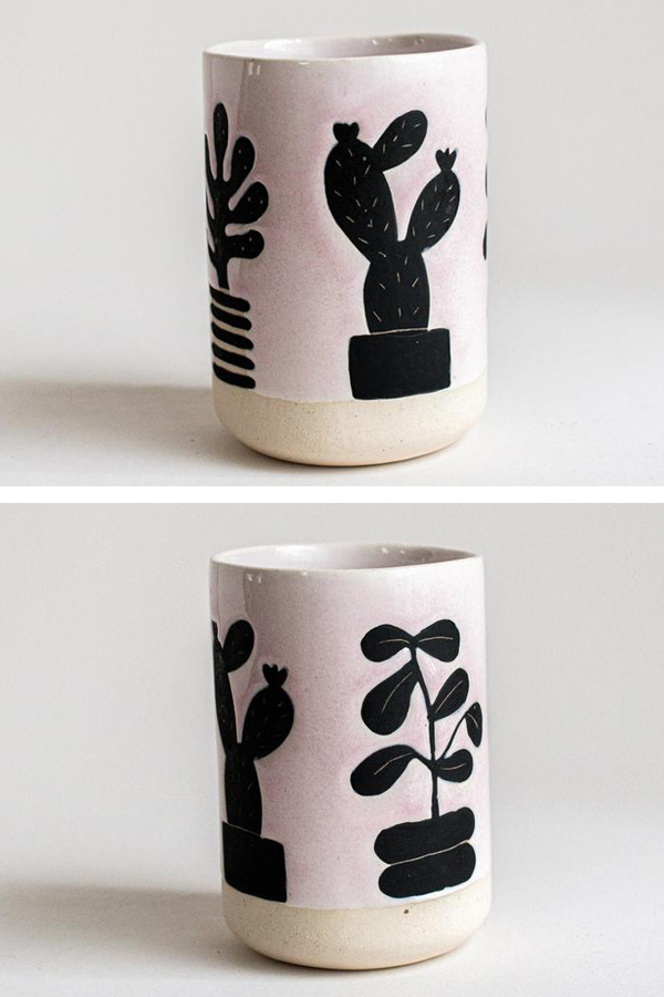 Illustrated ceramic cup