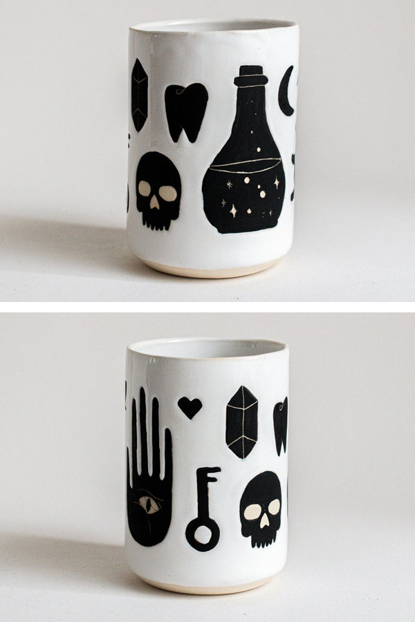 Illustrated ceramic cup