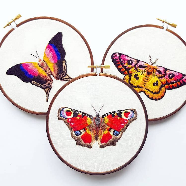 Butterfly embroidery by Georgie K. Emery