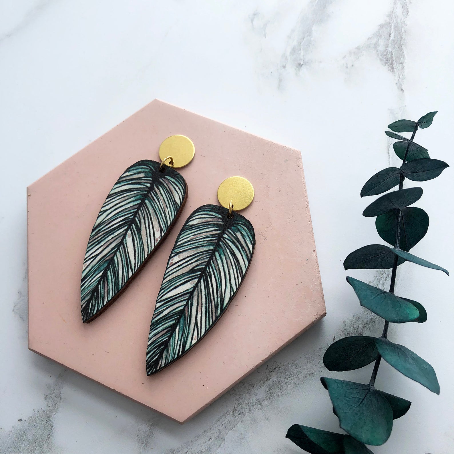 Leaf statement earrings