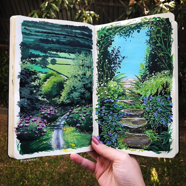 Gorgeous Sketchbook Paintings Invite You To Explore Lush Lands