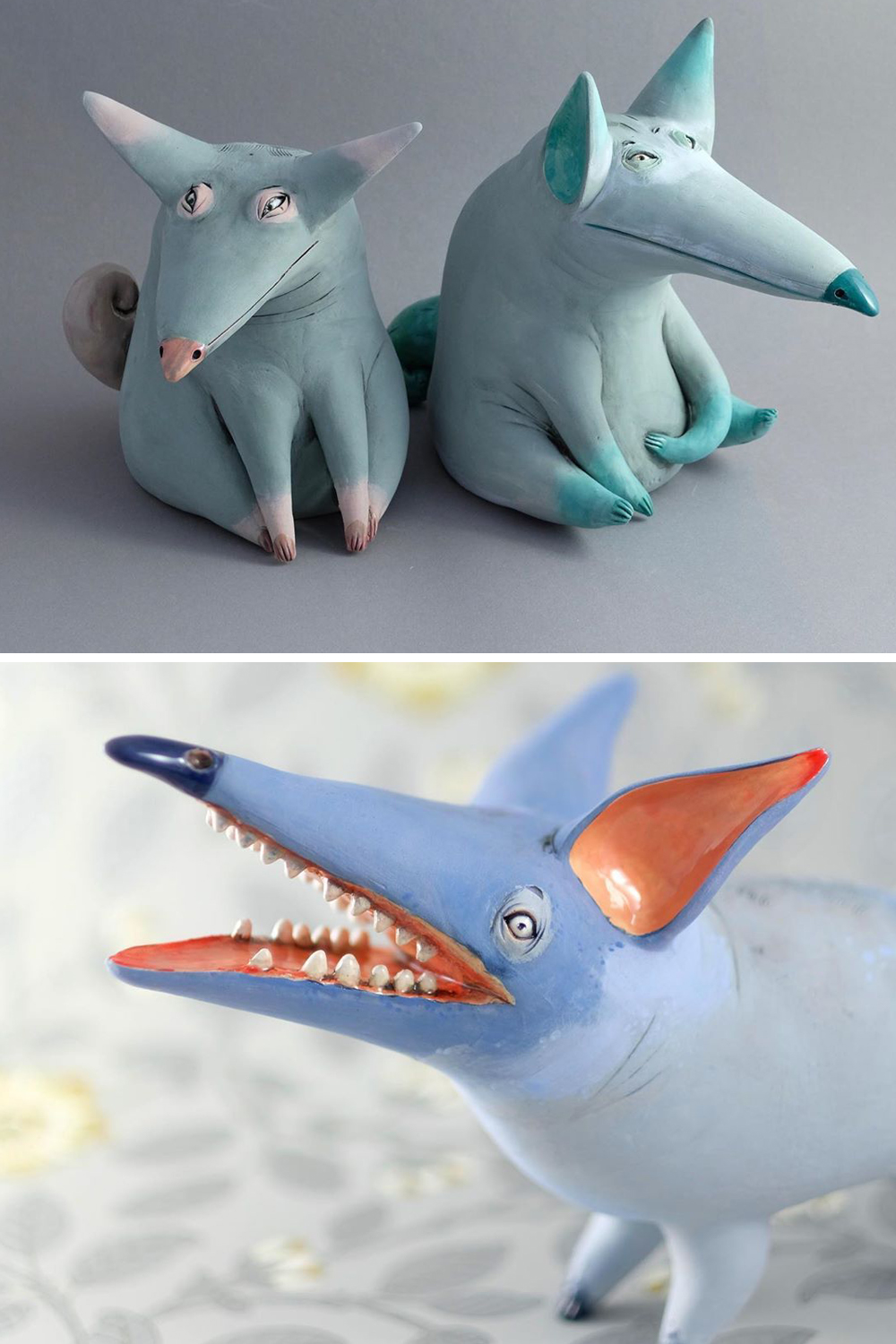 Ceramic animal sculptures by Nastia Calaca