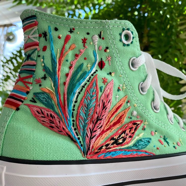 Hand Embroidery on Converse Sneakers Transforms Your Feet Into