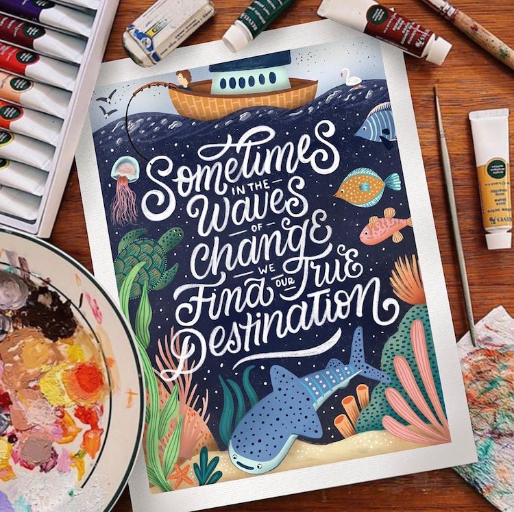 Hand lettered illustration by Macarena Chomik