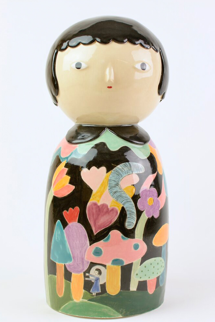 Ceramic Kokeshi Doll by Kinska