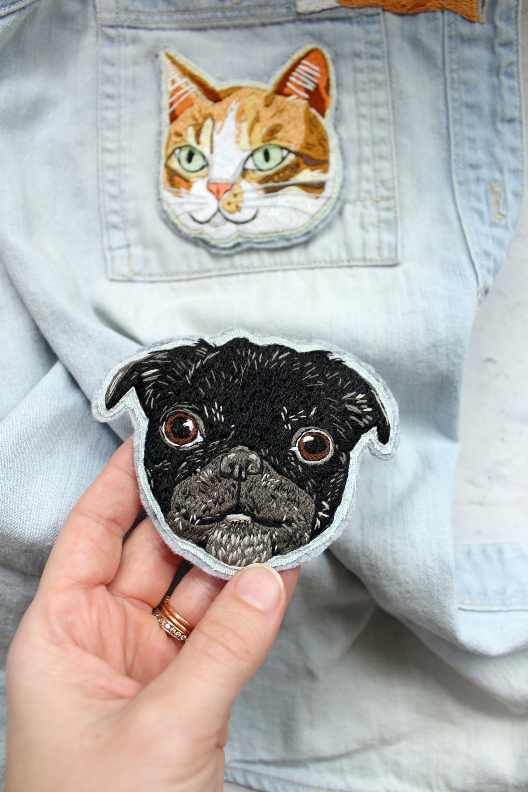 Custom embroidered pet patch by Brown Paper Stitch