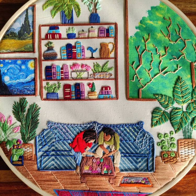 Interior embroidery by Anuradha Bhaumick