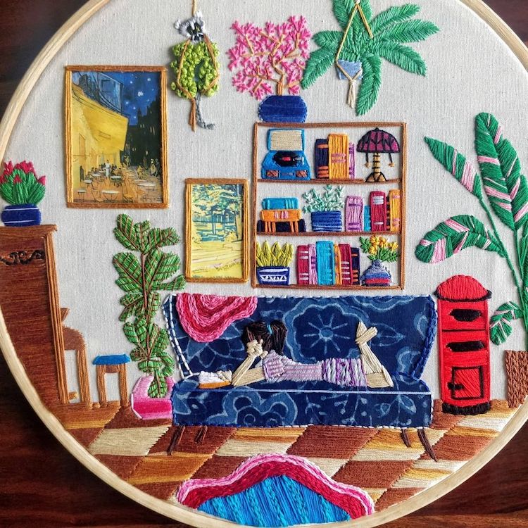 Interior embroidery by Anuradha Bhaumick