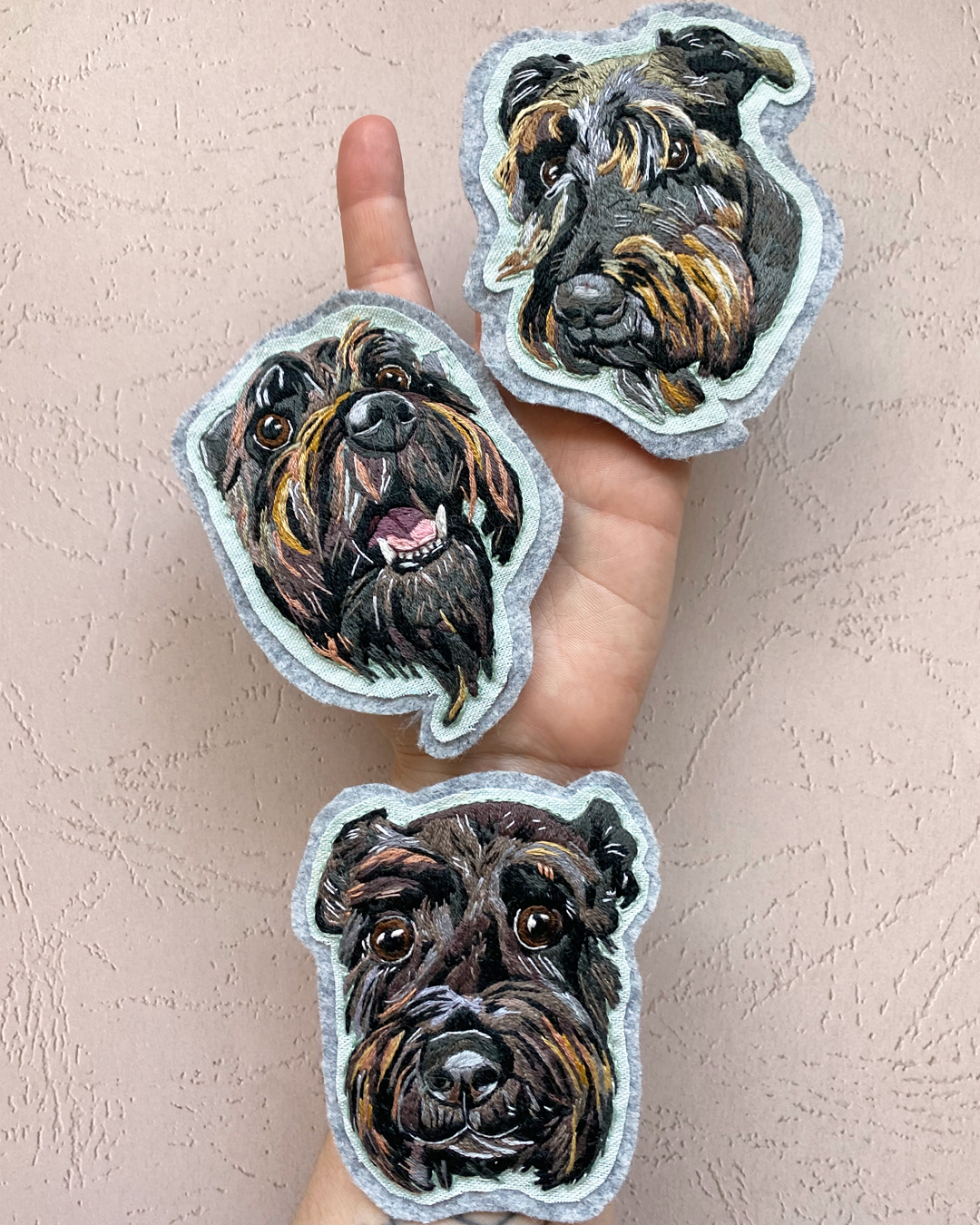 Custom dog portrait patch embroideries