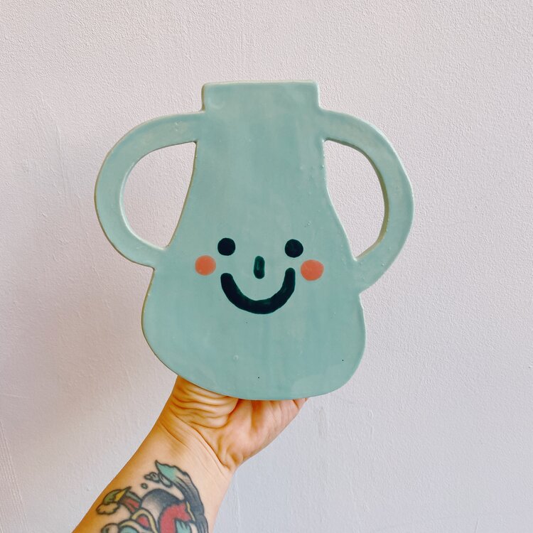 Happy Green Handles Wall Vase