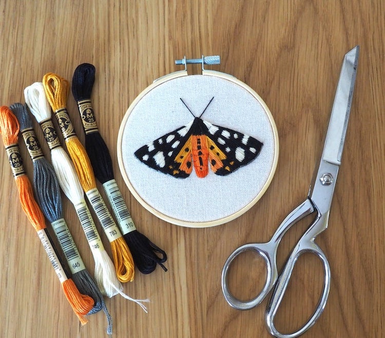 Moth embroidery pattern