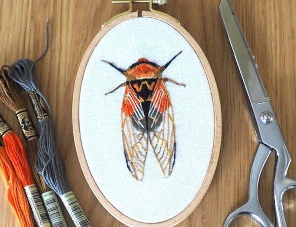 Cicada embroidery pattern