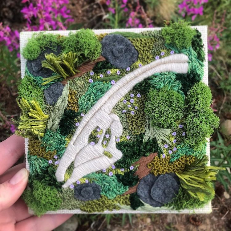 Fossil embroidery by Rachel Crisp