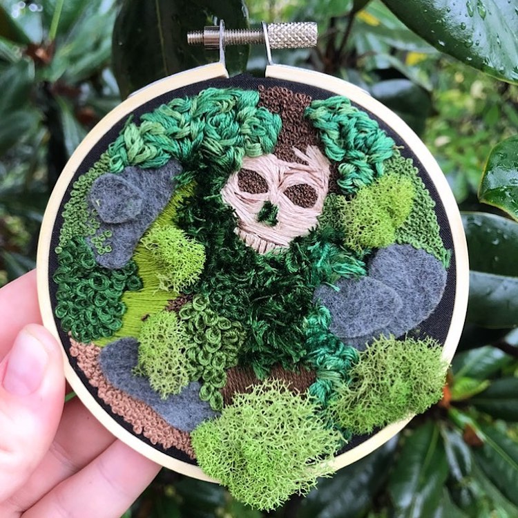 Fossil embroidery by Rachel Crisp