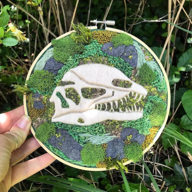 Fossil embroidery by Rachel Crisp