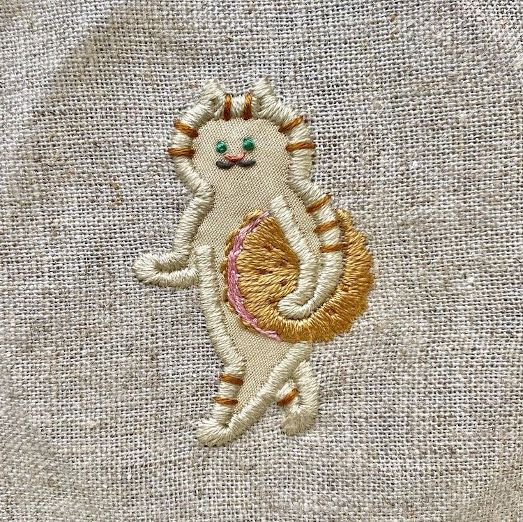 Funny Cat Art Embroideries Feature Felines With Food