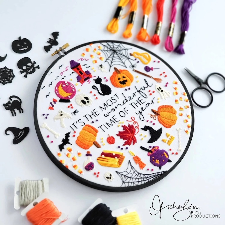 Fall-inspired downloadable embroidery pattern