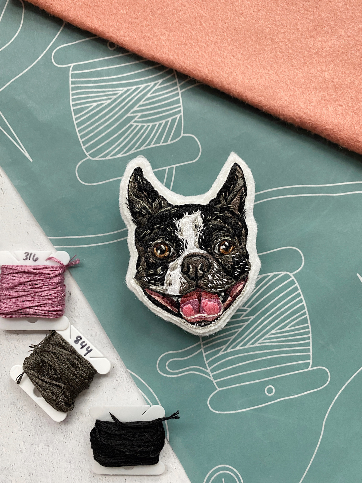 Custom pet portrait patch by Brown Paper Stitch