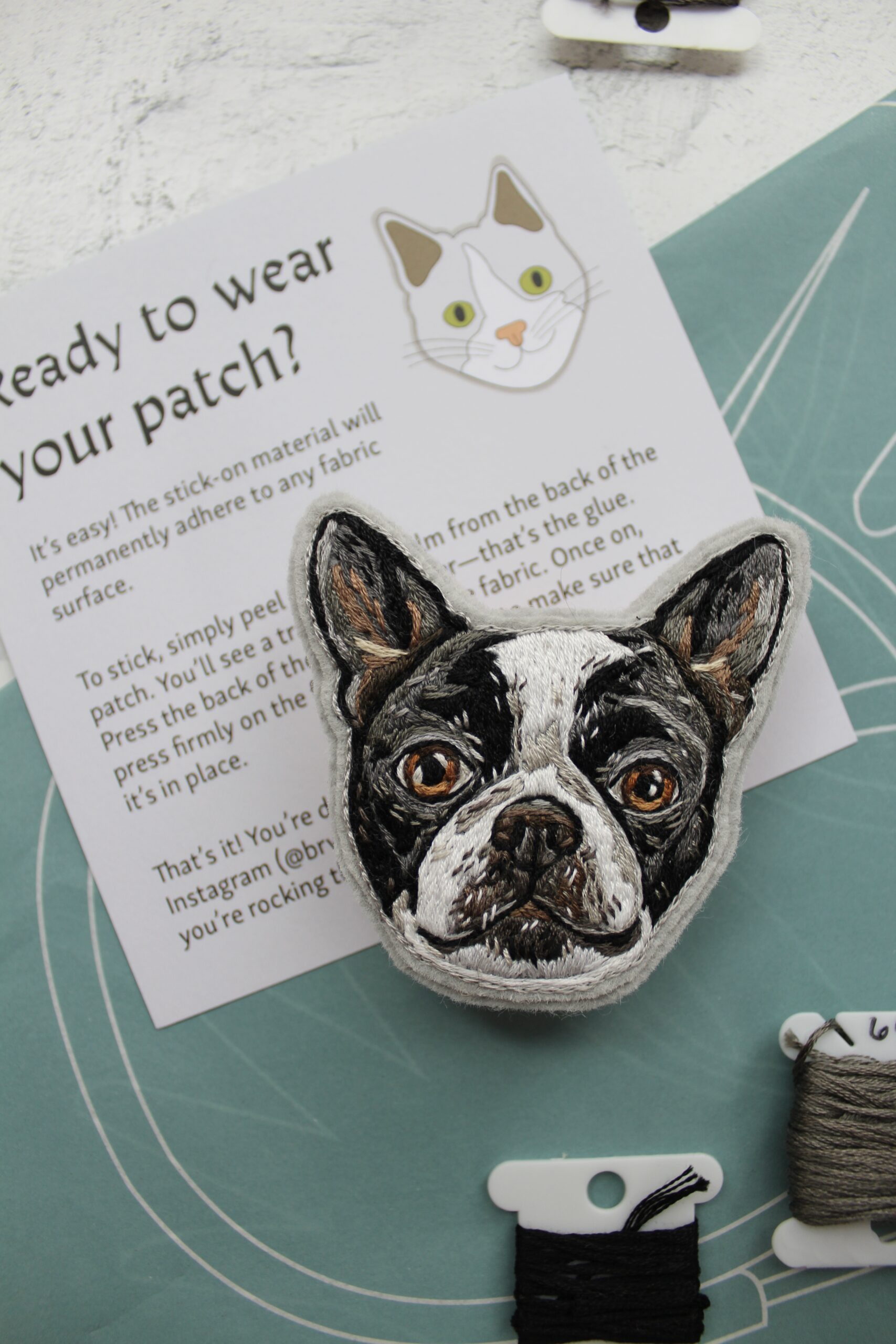 Custom pet portrait patch by Brown Paper Stitch