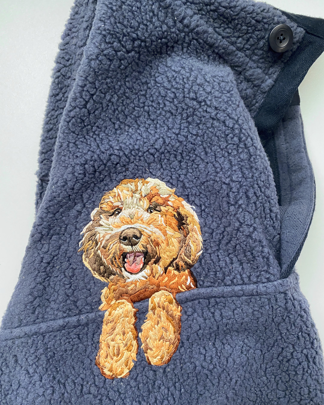 Custom pet portrait on clothing by Brown Paper Stitch