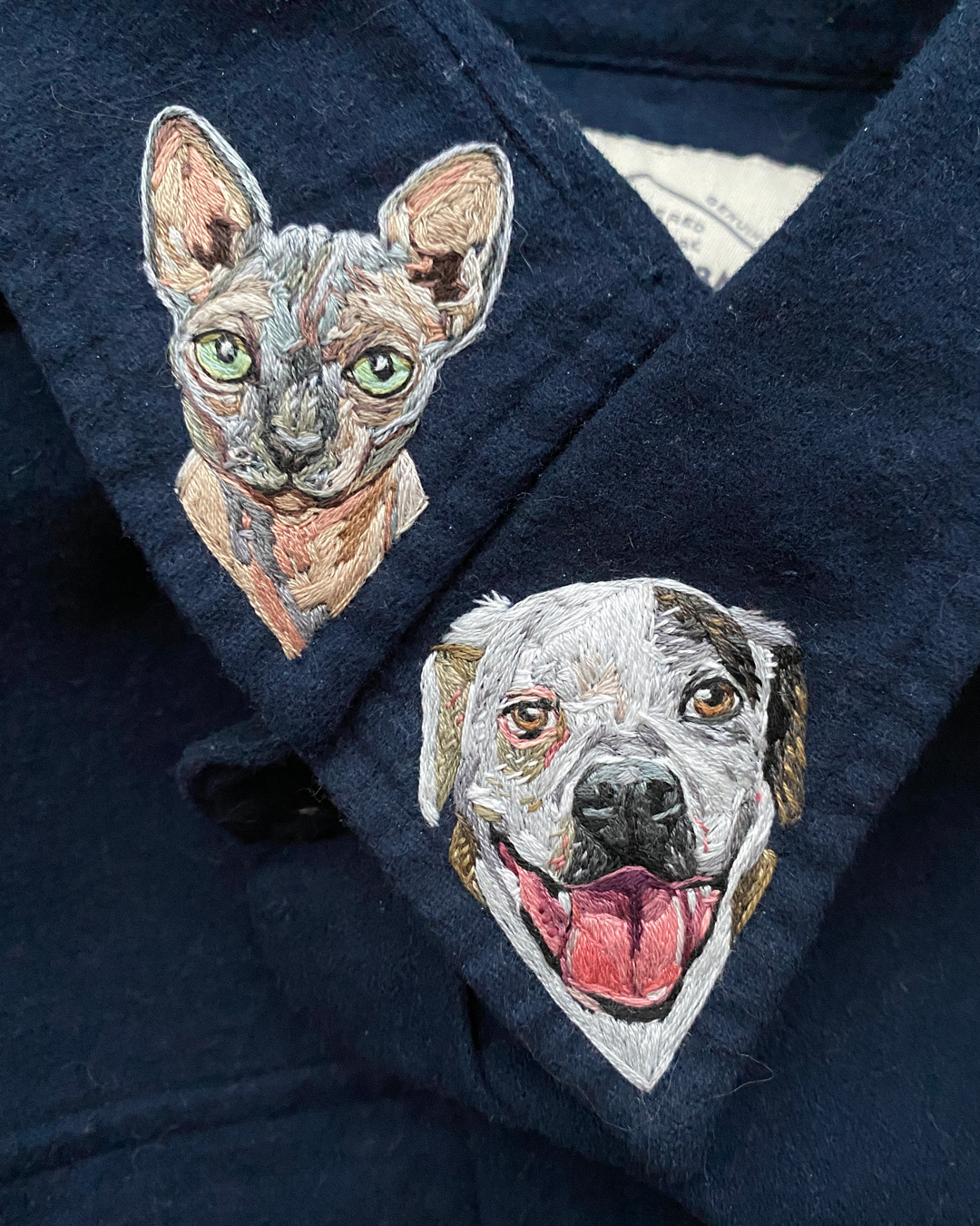 Custom pet portrait on clothing by Brown Paper Stitch